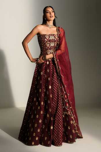 Mahima Mahajan Elina Hand Embroidered Corset Lehenga Set 