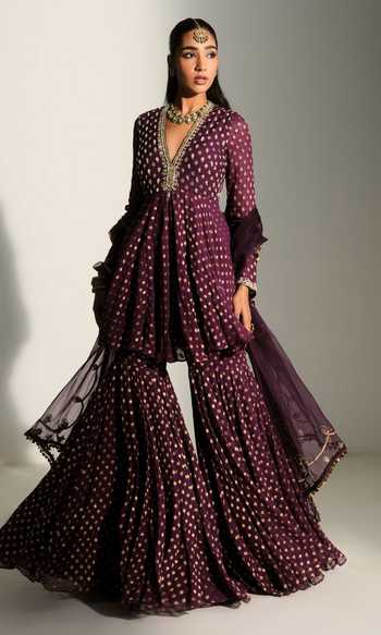 Mahima Mahajan Nandini Embroidered Kali Kurta Sharara Set 