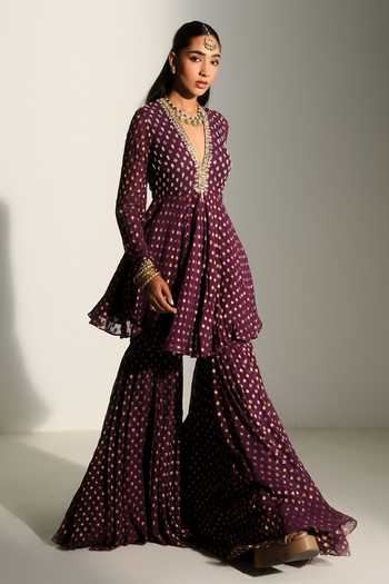 Mahima Mahajan Nisha Embroidered Kali Kurta & Sharara Set 