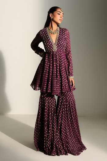 Mahima Mahajan Nisha Embroidered Kali Kurta & Sharara Set 