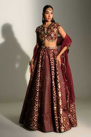 Mahima Mahajan Dua Floral Woven Banarasi Chanderi Lehenga Set 