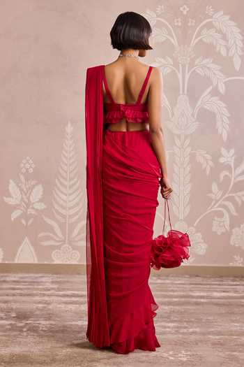 Ridhi Mehra Georgette Saree With Ruffle Blouse 