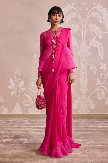 Ridhi Mehra Organza Peplum Jacket With Saree Set 