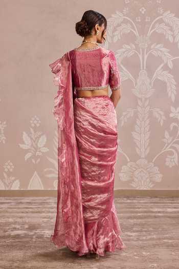Ridhi Mehra Placement Embroidered Ruffle Saree Set 