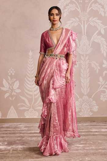 Ridhi Mehra Placement Embroidered Ruffle Saree Set 