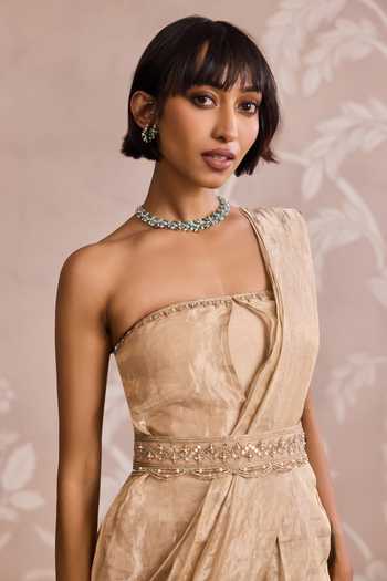 Ridhi Mehra Ruffle Hem Saree Gown With Belt 