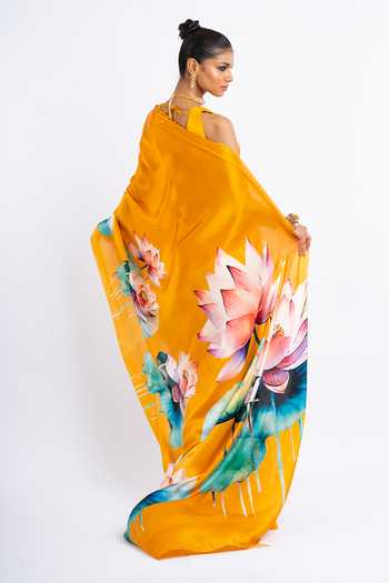 Studio 113 Anita Lotus Hand Painted Saree With Running Blouse 