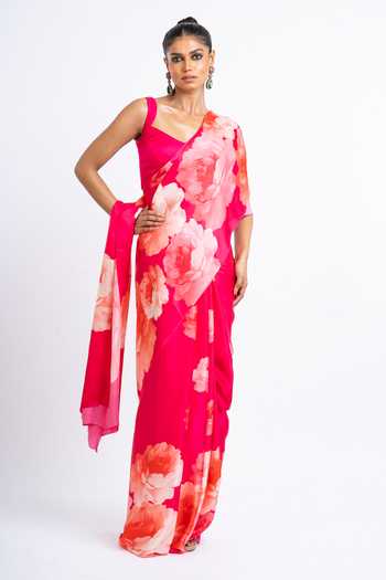 Studio 113 Roma Floral Print Saree With Running Blouse 