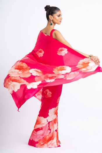 Studio 113 Roma Floral Print Saree With Running Blouse 