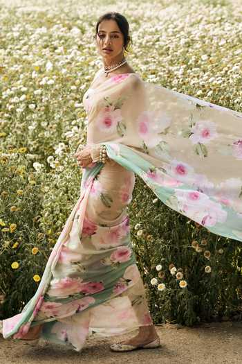 Buy Studio 113 Green Chiffon Alea Hazel Ombre Saree With Running Blouse Online at Aza Fashions Buy_Studio 113_Green Chiffon Alea Hazel Ombre Saree With Running Blouse _Online_at_Aza_Fashions