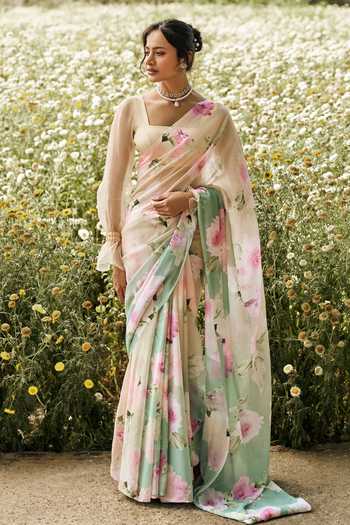 Studio 113 Alea Hazel Ombre Chiffon Saree With Running Blouse 