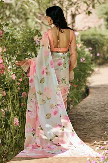 Studio 113 Alea Coral Reef Ombre Saree With Running Blouse 