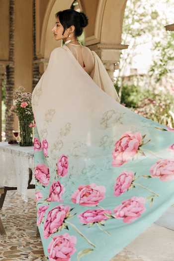 Studio 113 Monica Ocean Breeze Ombre Saree With Running Blouse 