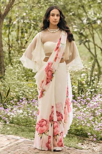 Studio 113 Monica Printed Chiffon Saree With Running Blouse 