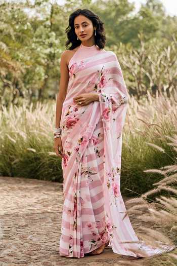 Studio 113 Annie Old Rose Chiffon Saree With Running Blouse 