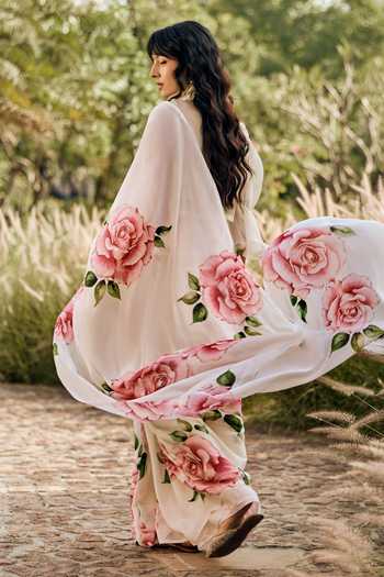 Studio 113 Helen Hand Painted Saree With Running Blouse 