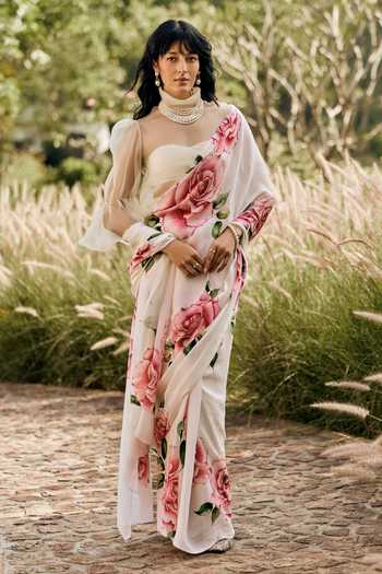 Studio 113 Helen Hand Painted Saree With Running Blouse 