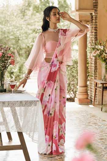 Buy Studio 113 Pink Chiffon Alea Berry Ombre Saree With Running Blouse Online at Aza Fashions Buy_Studio 113_Pink Chiffon Alea Berry Ombre Saree With Running Blouse _Online_at_Aza_Fashions