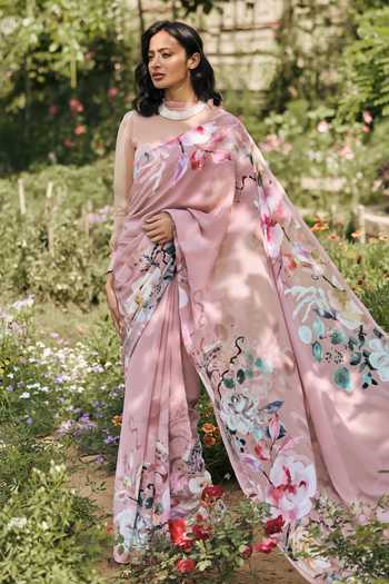 Studio 113 Julie Old Rose Chiffon Saree With Running Blouse 