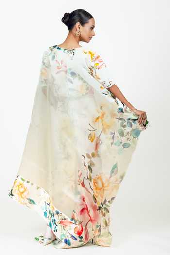 Studio 113 Julie White Organza Saree With Running Blouse 