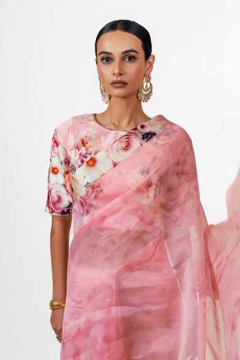 Buy Studio 113 Pink Organza Lina Saree With Running Blouse Online at Aza Fashions Buy_Studio 113_Pink Organza Lina Saree With Running Blouse _Online_at_Aza_Fashions