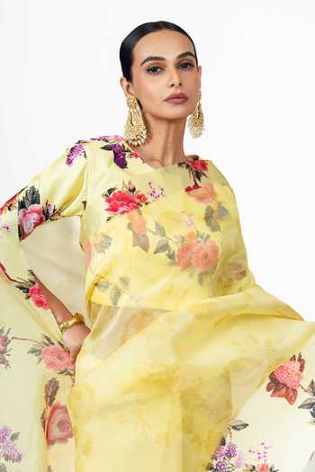 Buy Studio 113 Yellow Organza Nila Saree With Running Blouse Online at Aza Fashions Buy_Studio 113_Yellow Organza Nila Saree With Running Blouse _Online_at_Aza_Fashions