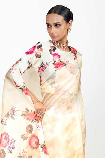 Shop Studio 113 Ivory Organza Nila Saree With Running Blouse Online at Aza Fashions Shop_Studio 113_Ivory Organza Nila Saree With Running Blouse _Online_at_Aza_Fashions