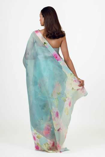 Studio 113 Alea Blue Organza Saree With Running Blouse 