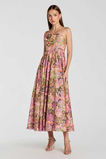 Mac Duggal Floral Sequin Embroidered Strapless Dress 