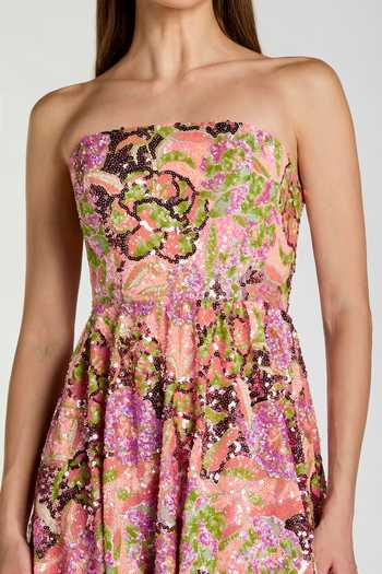 Buy Mac Duggal Multi Color Polyester Bandeau Neck Floral Sequin Embroidered Strapless Dress Online at Aza Fashions Buy_Mac Duggal_Multi Color Polyester Bandeau Neck Floral Sequin Embroidered Strapless Dress _Online_at_Aza_Fashions