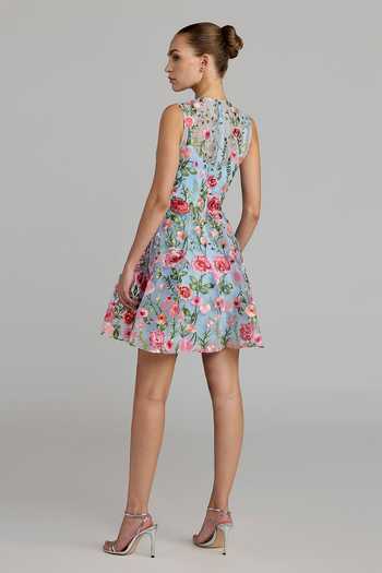 Mac Duggal Floral Embroidered A-line Dress 