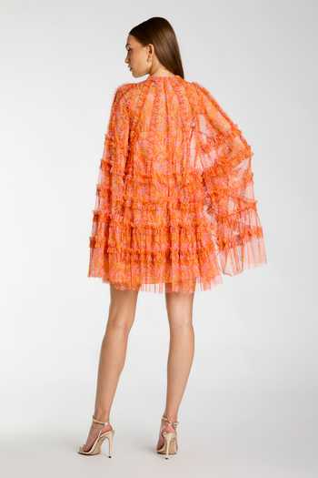Mac Duggal Floral Print Tiered Ruffle Dress 