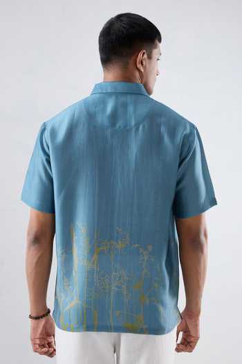 Raw & Rustic By Niti Bothra Eco Print Cuban Collar Shirt 