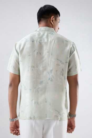 Raw & Rustic By Niti Bothra Abstract Eco Print Cuban Collar Shirt 