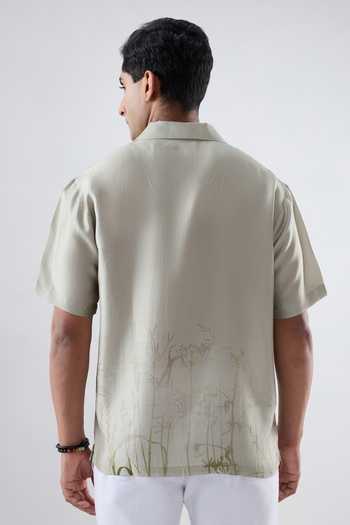 Raw & Rustic By Niti Bothra Eco Print Cuban Collar Shirt 