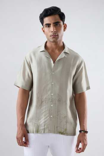 Raw & Rustic By Niti Bothra Eco Print Cuban Collar Shirt 