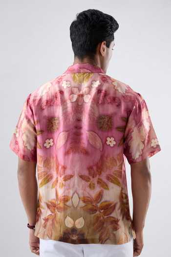 Raw & Rustic By Niti Bothra Floral Eco Print Cuban Collar Shirt 