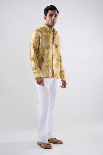 Raw & Rustic By Niti Bothra Leaf Eco Print Full Sleeve Shirt 