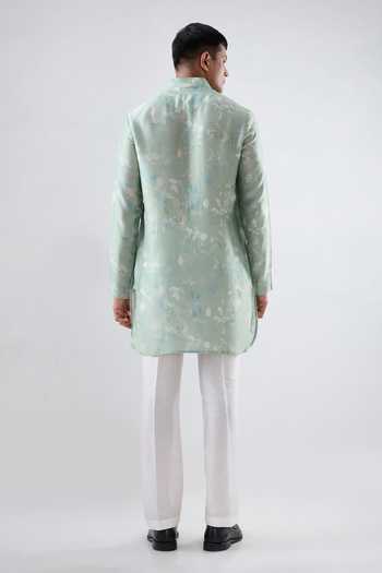 Raw & Rustic By Niti Bothra Leaf Print Mint Kurta 