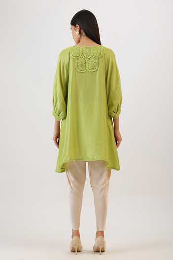 Vidushi Gupta Botanical Pearl Embroidered Kurta & Dhoti Pant Set 