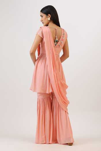 Vidushi Gupta Hand Embroidered Peplum Kurta Gharara Set 