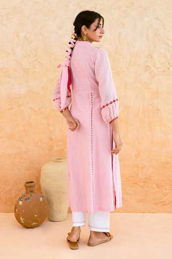 Myaara Floral Embroidered Yoke Kurta & Pant Set 