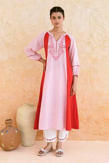 Myaara Blush Pink Cotton Kurta & Pant Set 