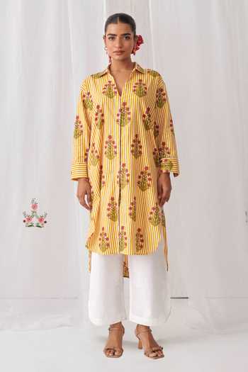 Myaara Floral Print Cotton Kurta & Pant Set 