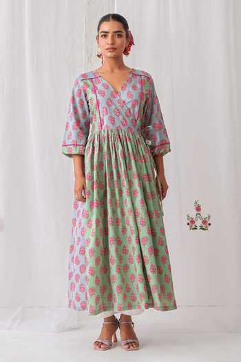 Myaara Floral Print Angarkha Kurta Set 