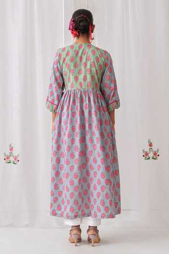 Myaara Floral Print Angarkha Kurta Set 
