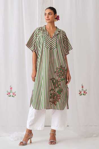 Myaara Printed Cotton Kaftan & Pant Set 