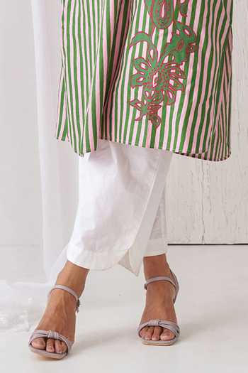 Myaara_Pink Cotton Split V-neck Printed Kaftan And Pant Set _at_Aza_Fashions