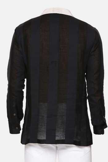 Mayank Modi - Men Linen Color Block Short Kurta For Kids