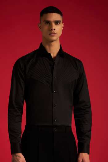 Philocaly_Black Cotton Nobel Shirt _Online_at_Aza_Fashions
